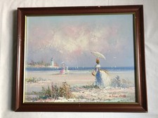 Framed French Impressionist Oil Painting on Canvas “Le Touquet" MARIE CHARLOT
