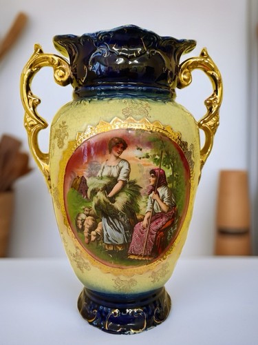 Antique pictorial vase - antique,