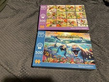 2 X 500  Piece Jigsaw Puzzles, Made Once From New, Vgc,dolphins, Robins, Etc