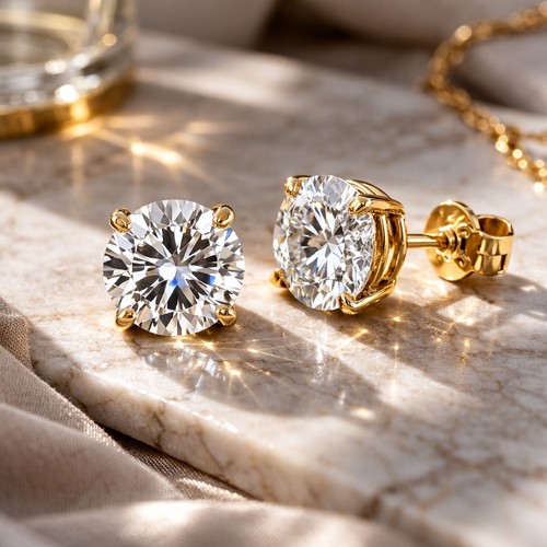 1ct moissanite gold stud - 1ct,