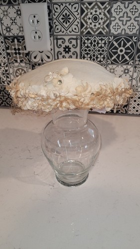 Vtg bridal headpiece fur felt - headpiece,