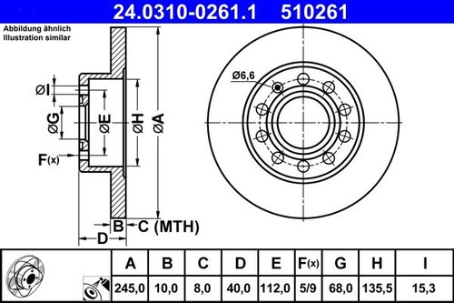 Brake disc ate - disc, 24.0310-0261.1