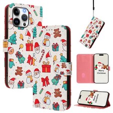 For Various Phone Christmas Gift Card Wallet Case Hot Bag Flip Stand Phone Cover