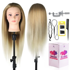 Blonde Hair Hairdressing Cosmetology Mannequin Manikin Training Head Doll Clamp