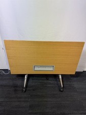 Oak And Silver Flip Top Table With Power (7DC-B81-A35)