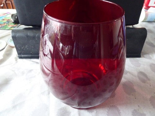 Red glass vase - glass,
