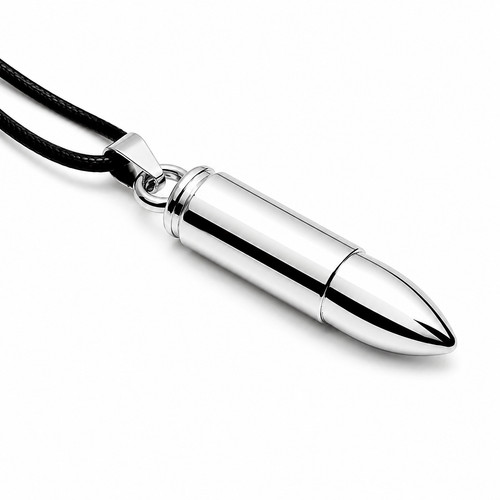Silver bullet pendant necklace - silver,