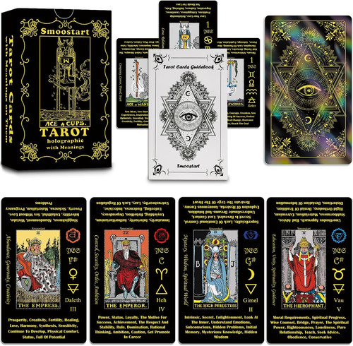 Holographic black tarot cards - tarot,