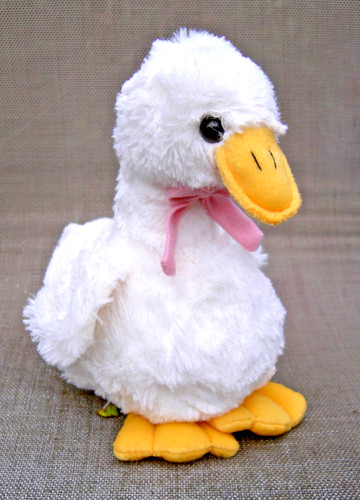 White duck pink bow soft - white,