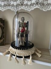 OOAK Creepy Horror Doll Skeleton Sitting On A Chair In Dome