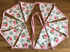 Bunting Made W/ Cath Kidston Cherries Cotton Duck & Spots Fabrics 11 Flags 1.95M