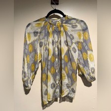 Tucker the Classic Blouse 100% Silk Watercolor Abstract size P / XS
