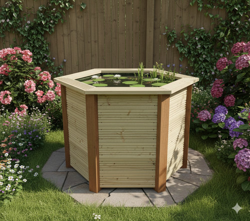 Wooden garden decking - garden,