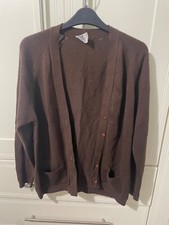 vintage focus by bairnswear chocolate brown cardigan size 18"