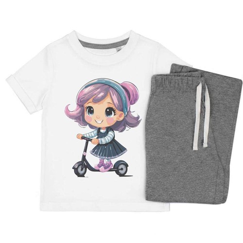 Girl riding scooter kids - riding, scooter'