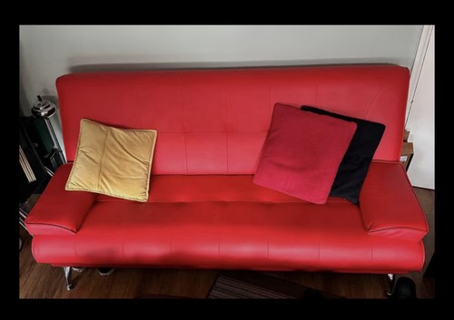 Seater red leather - red, bed