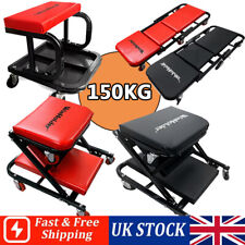 Mechanics Rolling Folding Creeper Seat 2 in 1 Workshop Padded Stool Tool 150KG