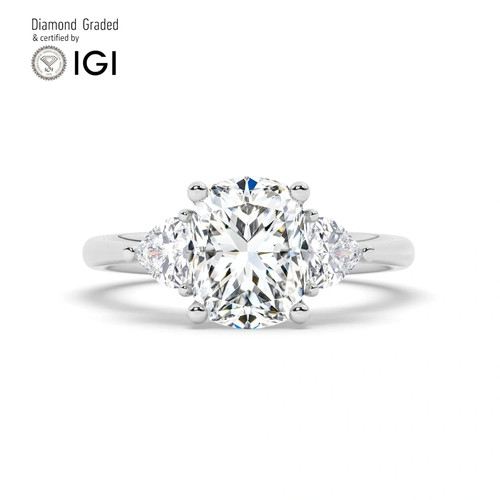 Ecushion diamond trilogy ring - diamond,