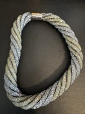 Fashion Braided Necklace Statement Piece Sparkly Magnetic Closure