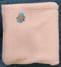 Mothercare Fleece Pram Blanket Pink Bee motifs 70x90cm 5475504 Vintage