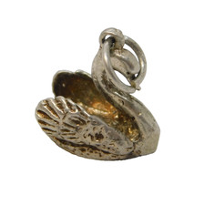 Sterling silver swan charm - sterling,