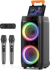 JYX Karaoke Machine with 2 Wireless Microphones for Adults, Dual 8" Subwoofer Bi