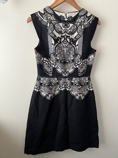 Oasis Dress Size 8 Black Sleeveless Mini Fit Flare Lace Formal Occasion City Chi