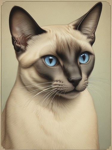 Siamese cat vintage botanical - siamese,