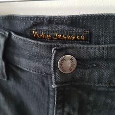 Nudie Jeans W29 L32 (Pipe Led / Shiny Black Model) 100% Organic Black Dark Grey