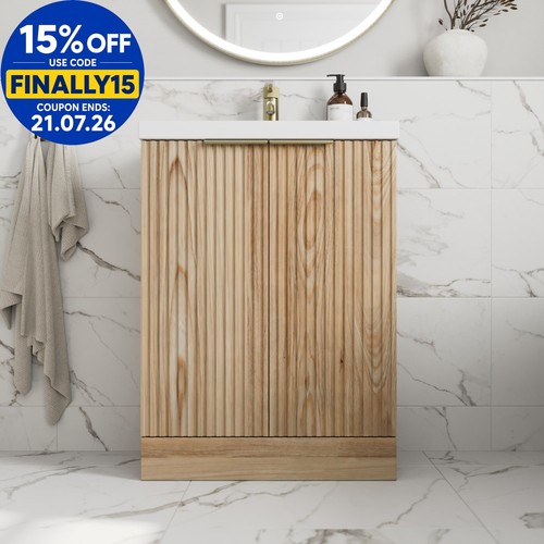 Fluted 600mm bathroom vanity - fluted,