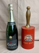 Vintage Red Leather Wooden Night-Stick with Coat of Arms