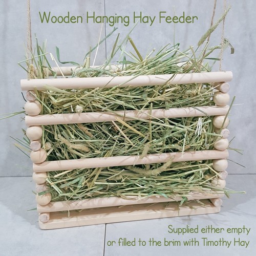 Wooden hanging hay feeder rack - hanging,