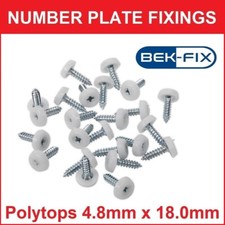 100 x White Number Plate Polytop Screws 10G Moulded Head Screw VAT Invoices inc.