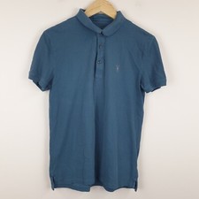 All Saints Sandringham Polo Shirt Mens Small Green Casual Cotton Ramskull