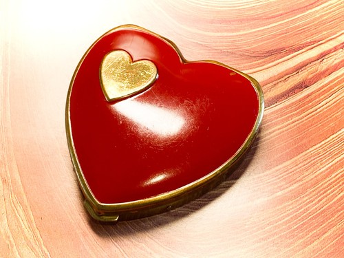 Heart shaped red and - , gold