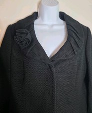 Per Una Black Lined Dress Jacket With Matching Removable Corsage 18 VGC