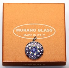 Vintage Sterling Silver 925 Millefiori Murano Glass Pendant with Original Box