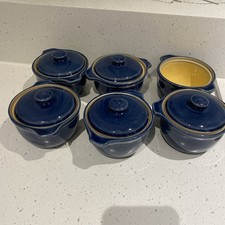 Denby Cottage Blue Lidded Soup Bowl Or Individual Casserole Dishes X 5 Gc