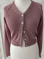 French Connection Sparkly  Pink Lurex Crop Cardigan M 12