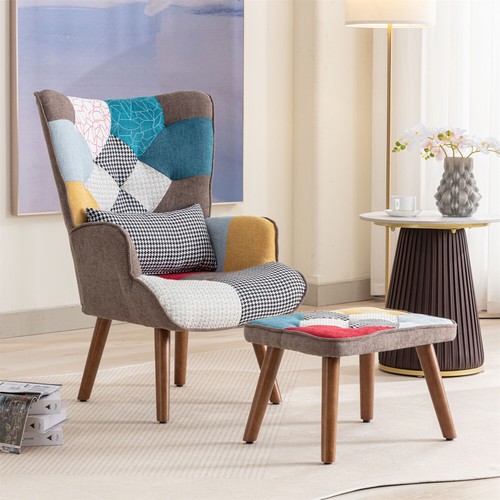 Patchwork lounge chair - patchwork, fabric