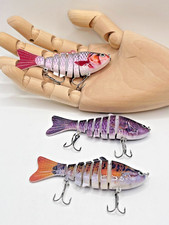 3 x Fishing Large lure Multi Jointed Realistic Pike Predator + storage box