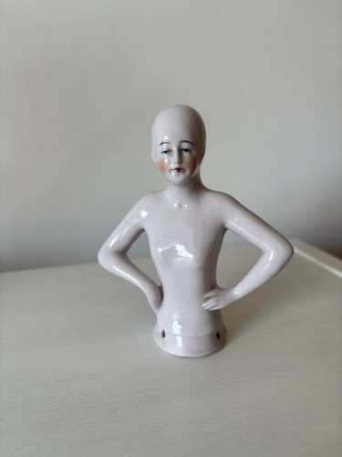 Antique porcelain half doll - porcelain,
