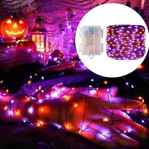 Purple orange fairy lights - &,
