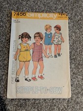 Simplicity 7456 Toddlers Short Jump Suit Pattern. Size 2. UNCUT. Vintage 1970s