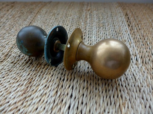 Vintage brass school pull door