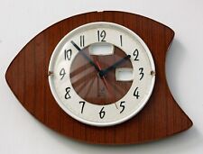 Vintage 31cm Jaz Wall Clock - French Formica Retro Mid Century Atomic Wooden