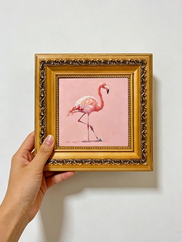 Pink flamingo bird oil - flamingo,