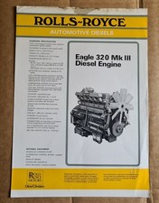 Rolls Royce Automotive Eagle Diesel 320 MKIII Engine Spec. Sheet Leaflet 1973