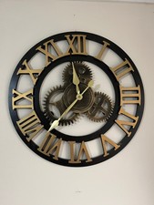 Large 3D Retro Cogs Wheels Wall Clock Looks Amazing! Approx' 19.5" Diameter.