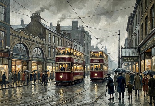 Leeds trams lowry inspired - , lowry-inspired